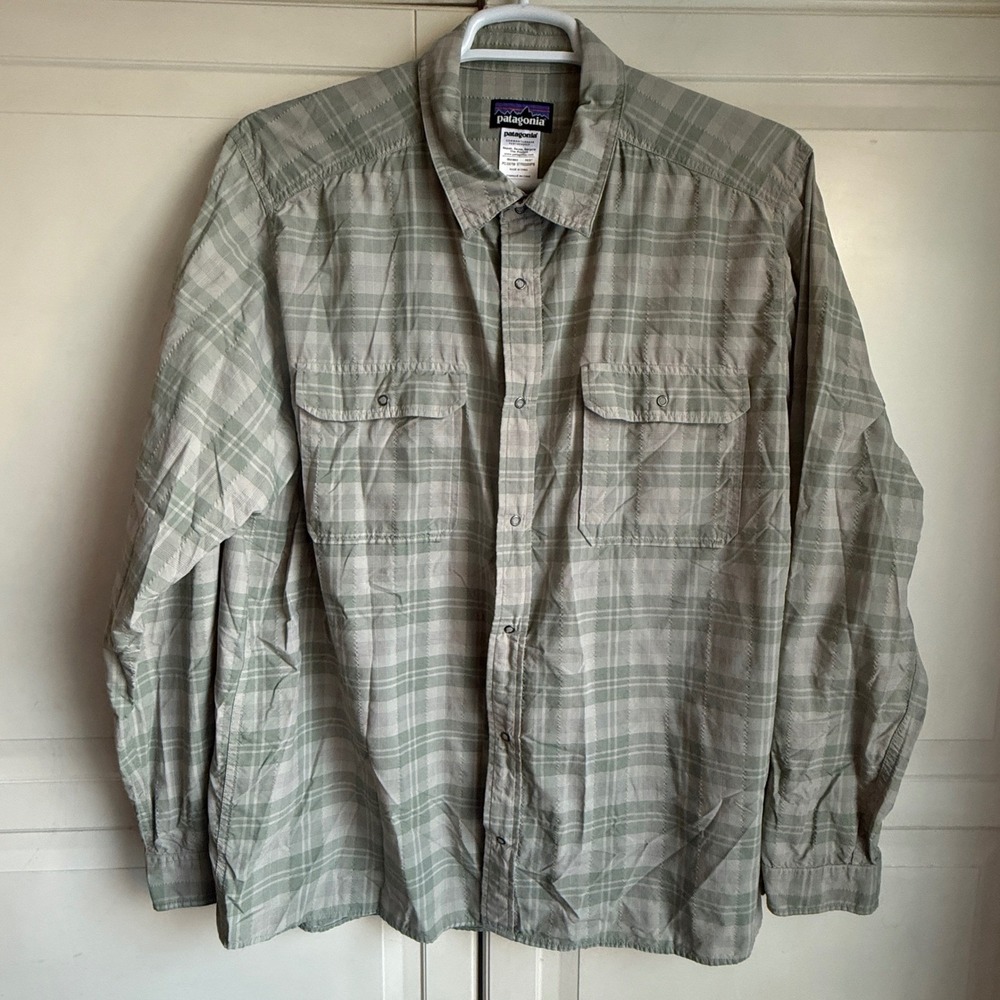 Patagonia Sol Patrol II Long Sleeve Shirt Mens‎ XXL Green Plaid 52320 SP15